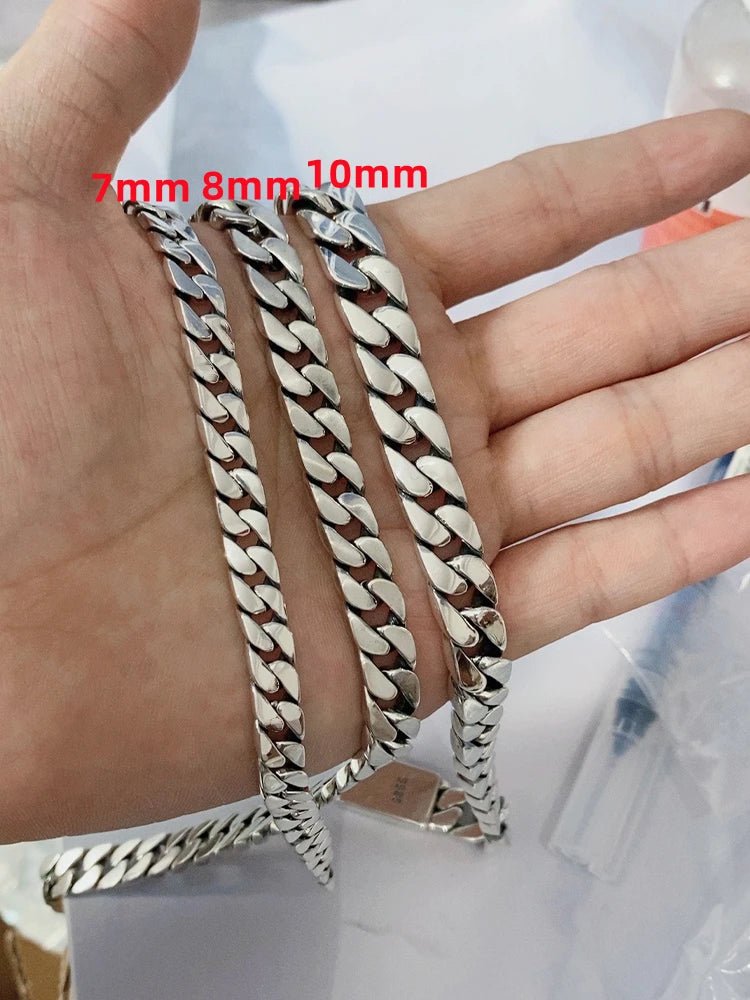 S925 silver bracelet 8mm punk S925 silver jewelry never fade - BritShade