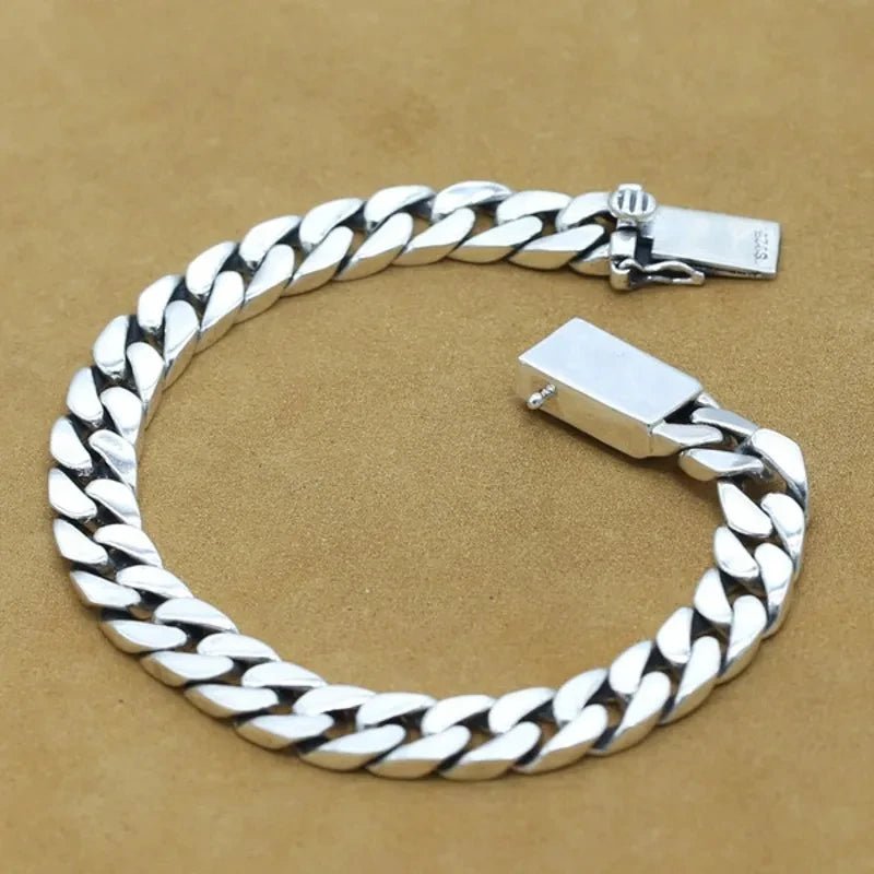S925 silver bracelet 8mm punk S925 silver jewelry never fade - BritShade