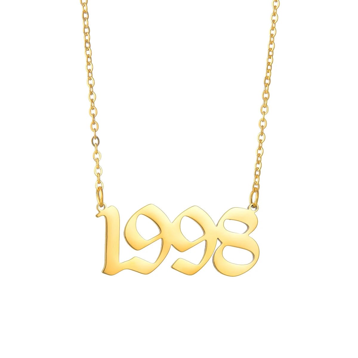 Silver necklaces with birth year for women and men, gold and silver color, neck chain, - BritShade