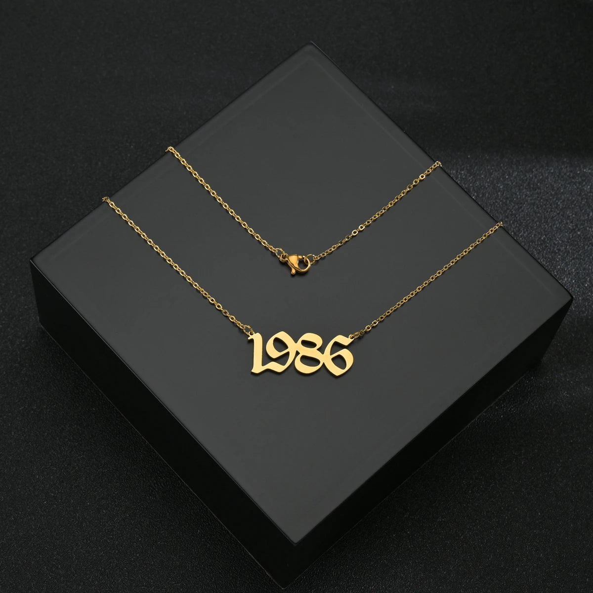Silver necklaces with birth year for women and men, gold and silver color, neck chain, - BritShade