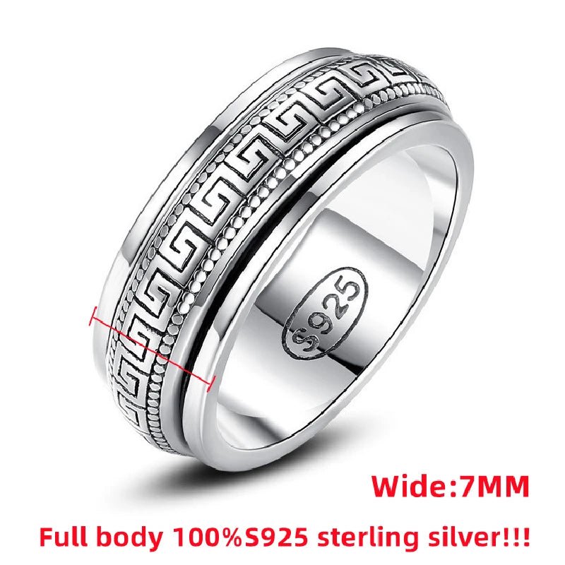 Silver patterned spinner ring for men and women - BritShade