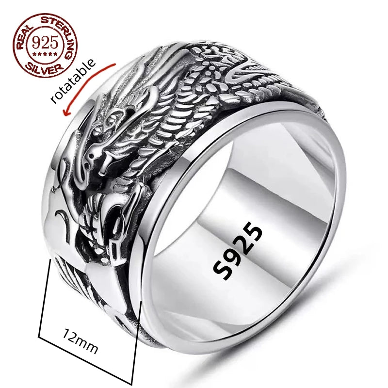 Silver patterned spinner ring for men and women - BritShade