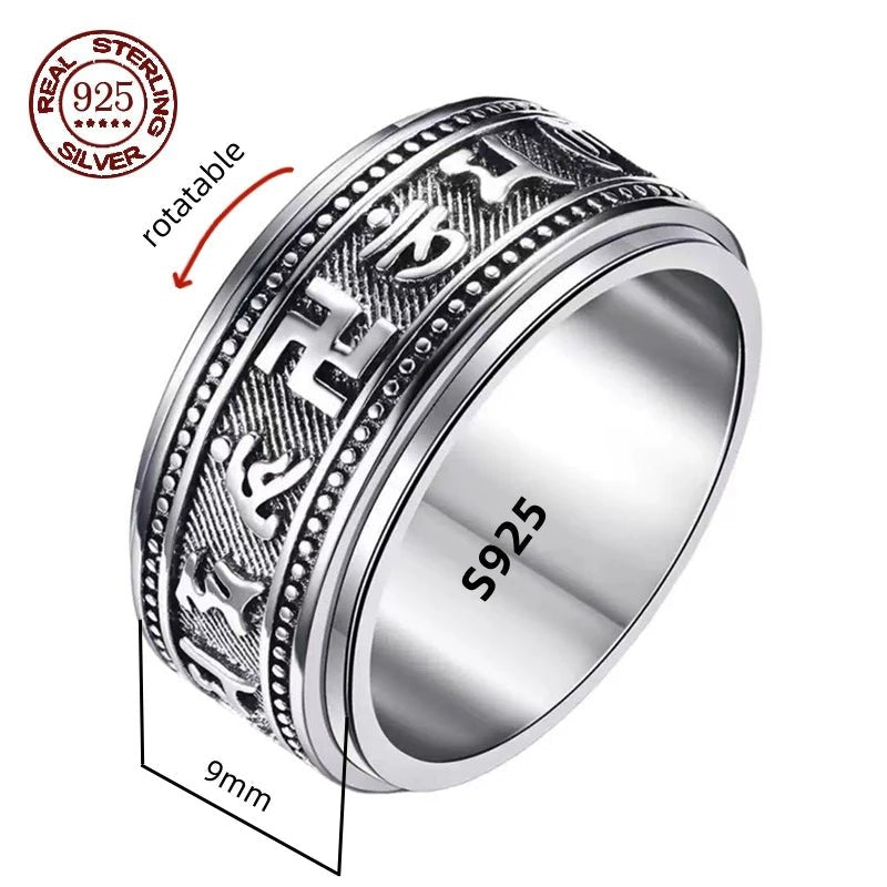 Silver patterned spinner ring for men and women - BritShade