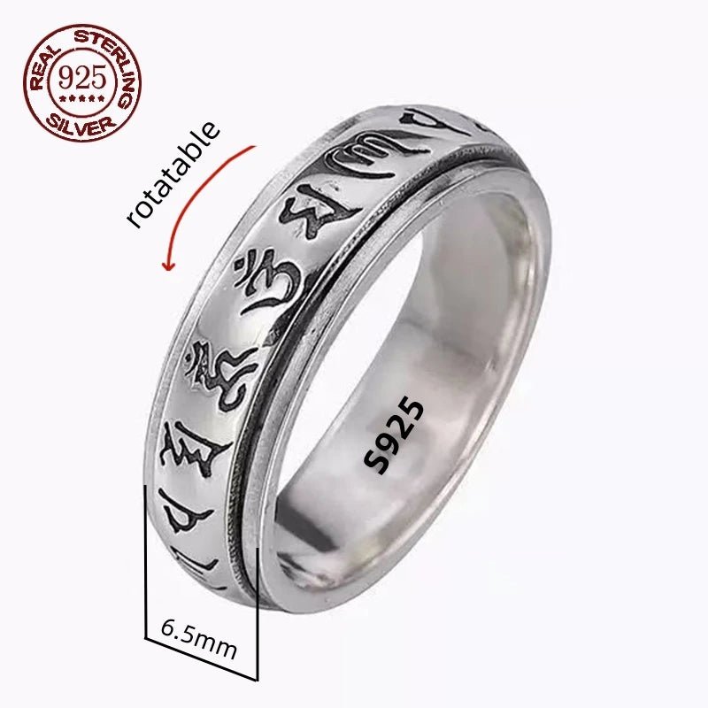 Silver patterned spinner ring for men and women - BritShade