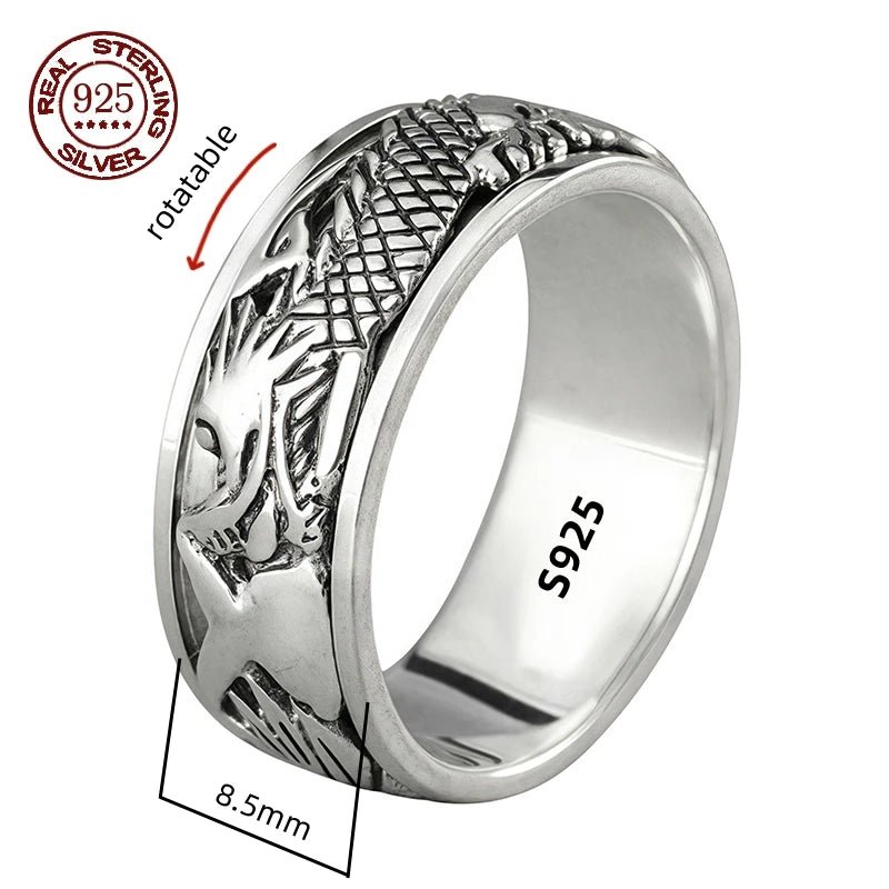 Silver patterned spinner ring for men and women - BritShade