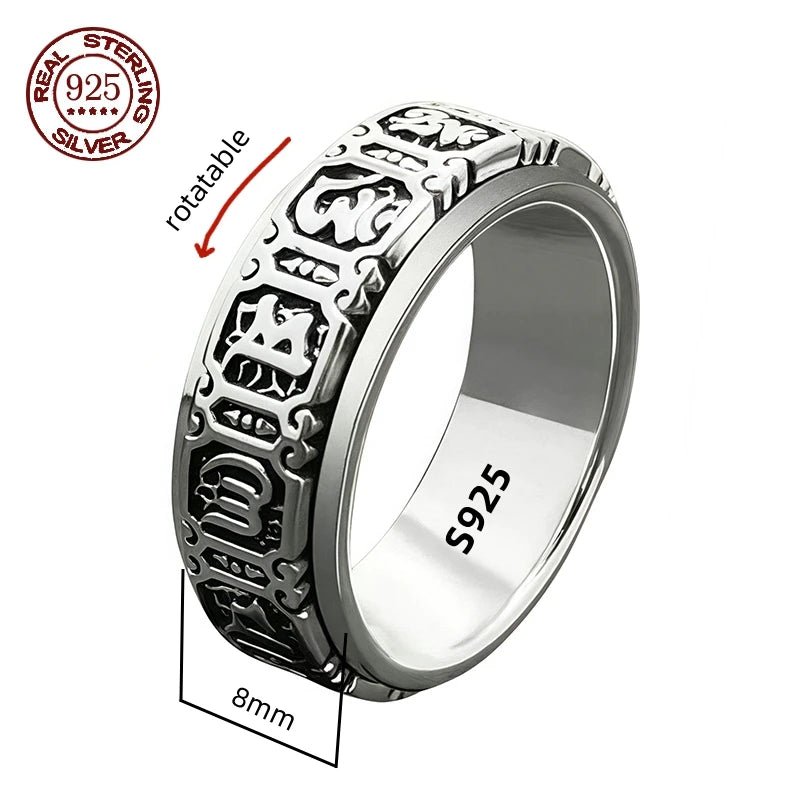 Silver patterned spinner ring for men and women - BritShade