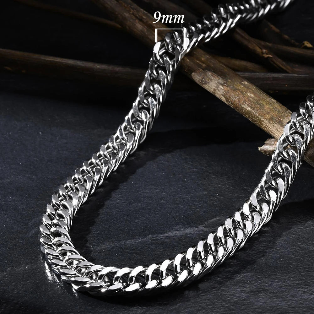Thick Cuban Chain Necklaces for Men Women,Simple Miami Curb Links Collar,Waterproof Stainless Steel Unisex Chain - BritShade