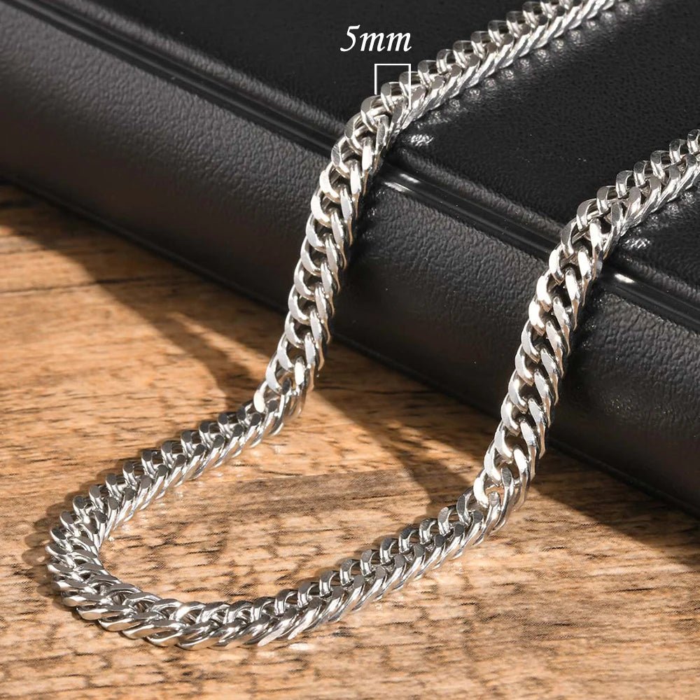 Thick Cuban Chain Necklaces for Men Women,Simple Miami Curb Links Collar,Waterproof Stainless Steel Unisex Chain - BritShade