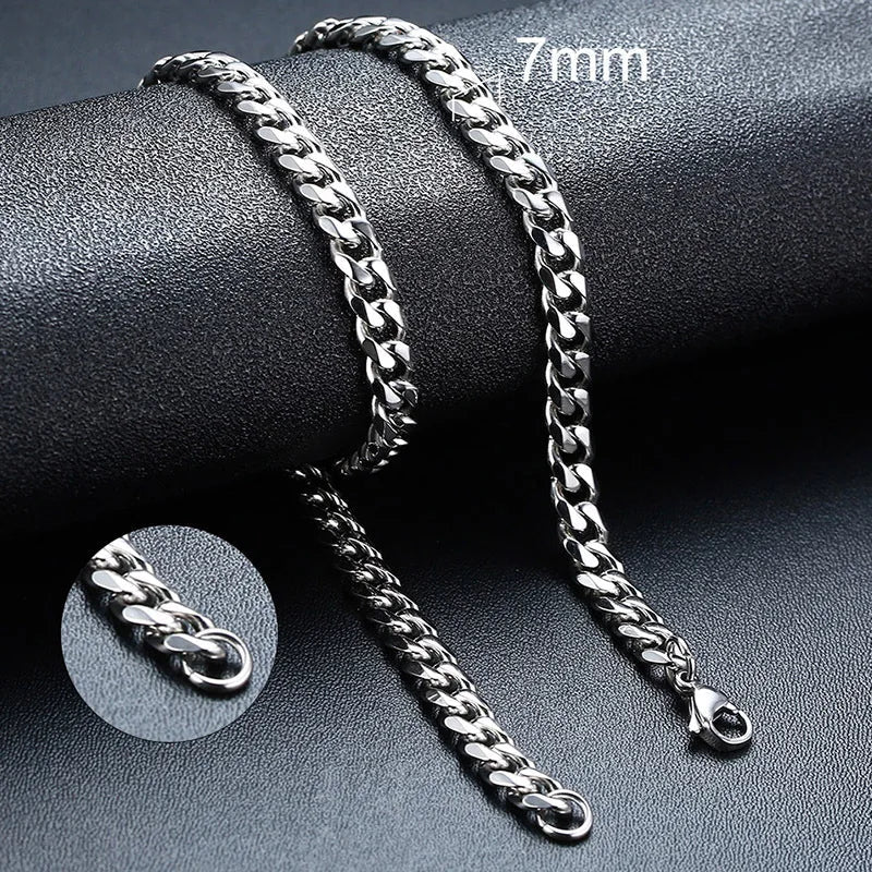 Thick Cuban Chain Necklaces for Men Women,Simple Miami Curb Links Collar,Waterproof Stainless Steel Unisex Chain - BritShade
