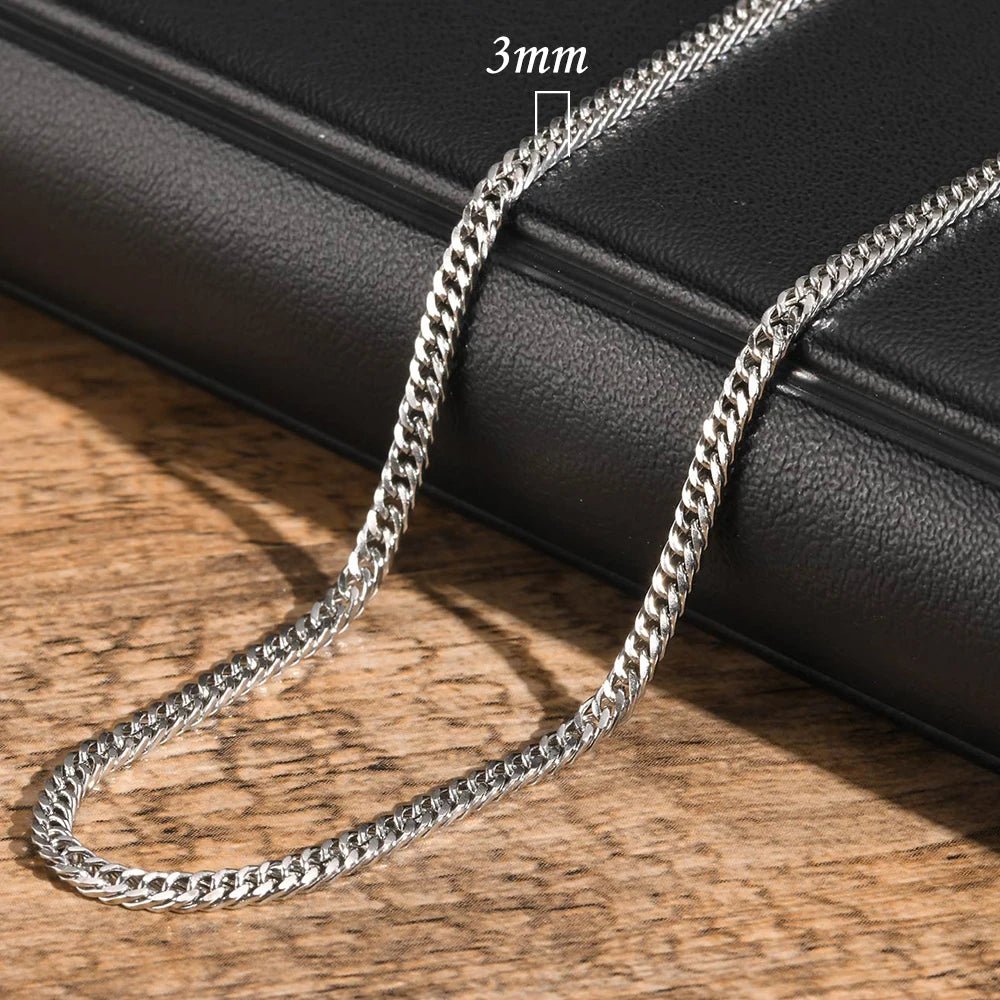 Thick Cuban Chain Necklaces for Men Women,Simple Miami Curb Links Collar,Waterproof Stainless Steel Unisex Chain - BritShade