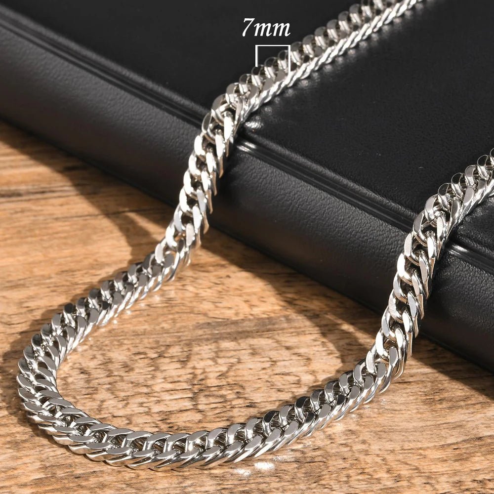 Thick Cuban Chain Necklaces for Men Women,Simple Miami Curb Links Collar,Waterproof Stainless Steel Unisex Chain - BritShade