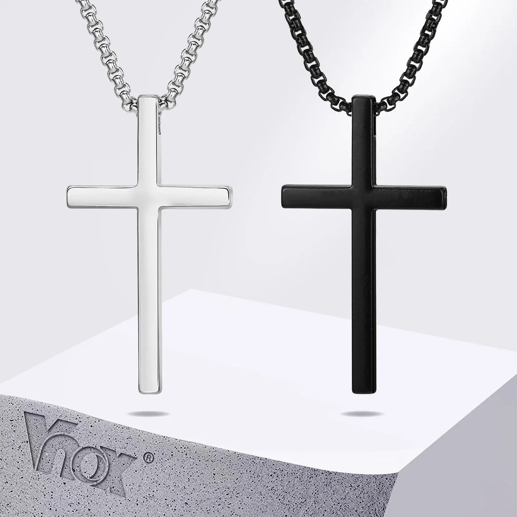 Unisex Box Chain Cross Necklaces, Men Women Stainless Steel Chain with - BritShade