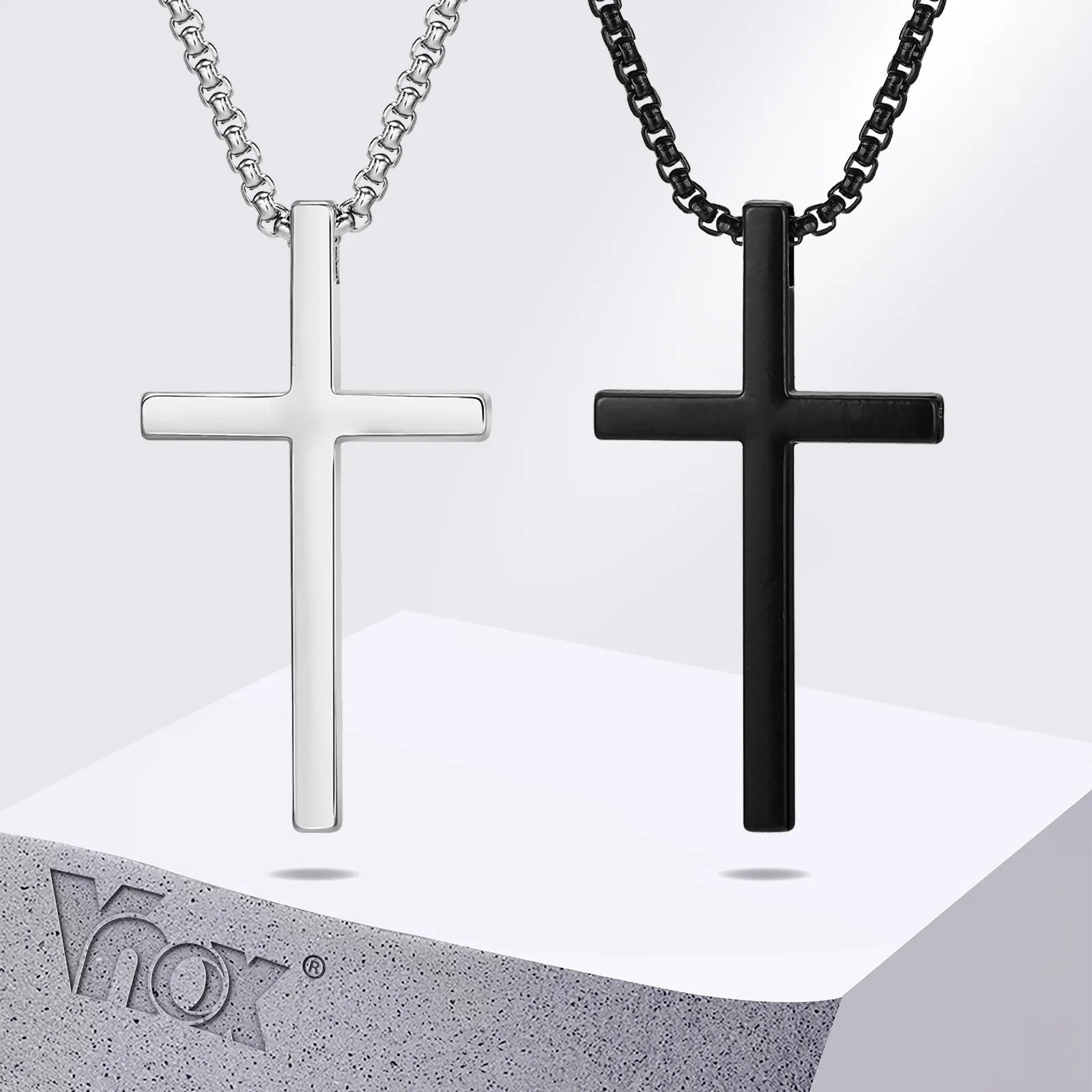 Unisex Box Chain Cross Necklaces, Men Women Stainless Steel Chain with - BritShade