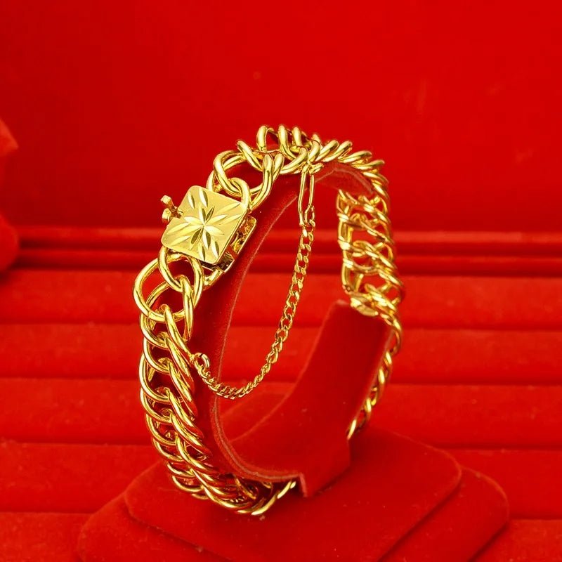 Unisex bracelet with wide clasp and heart - shaped star, 24K gold - BritShade