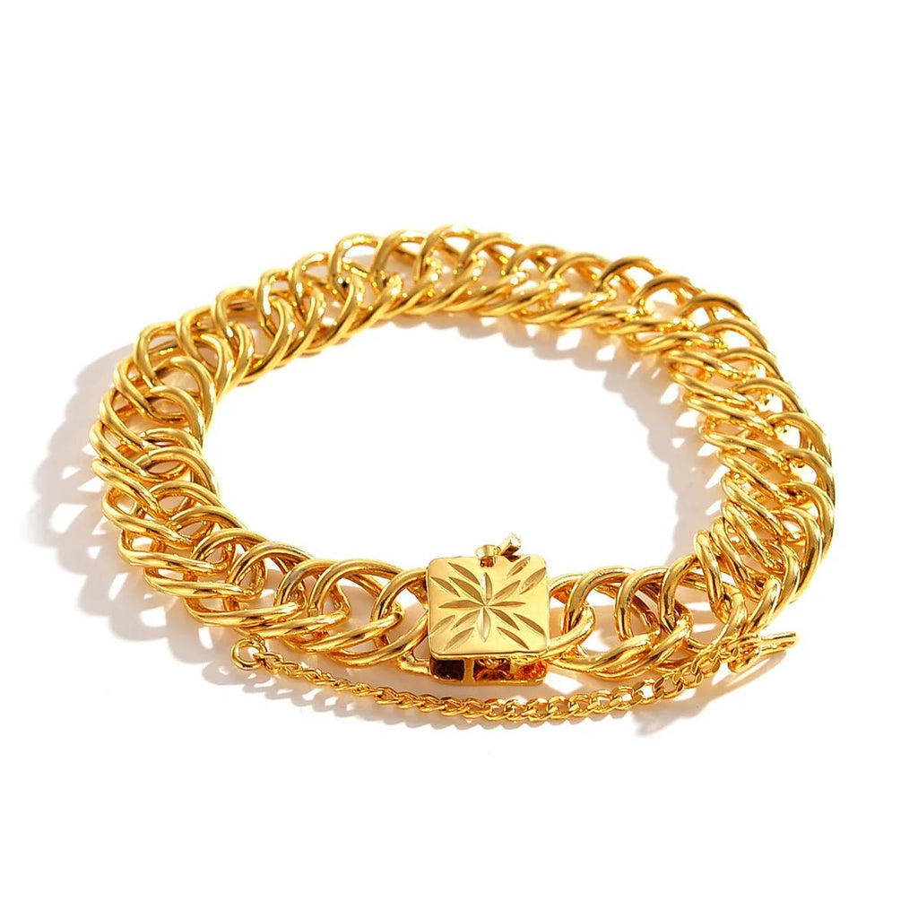Unisex bracelet with wide clasp and heart - shaped star, 24K gold - BritShade