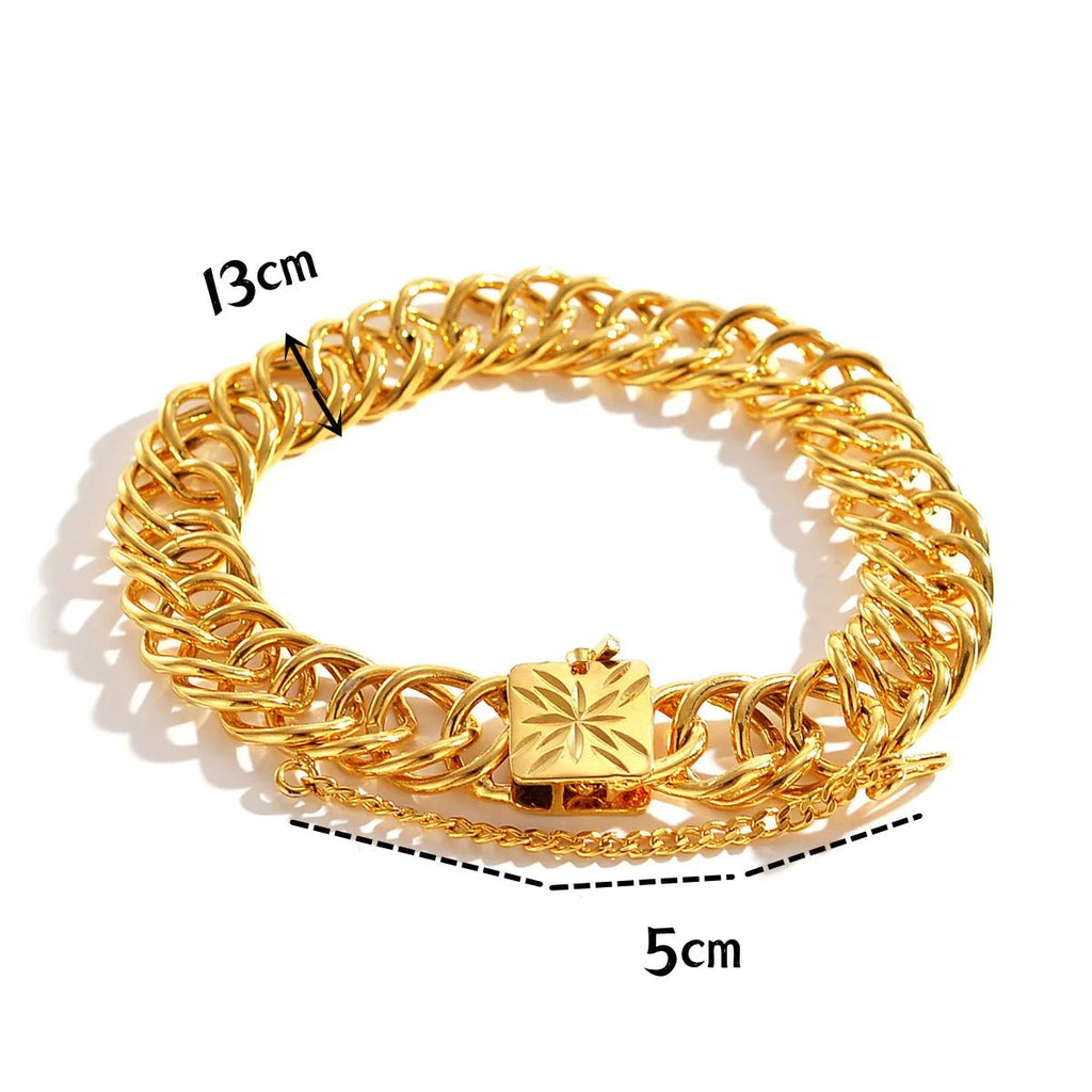Unisex bracelet with wide clasp and heart - shaped star, 24K gold - BritShade