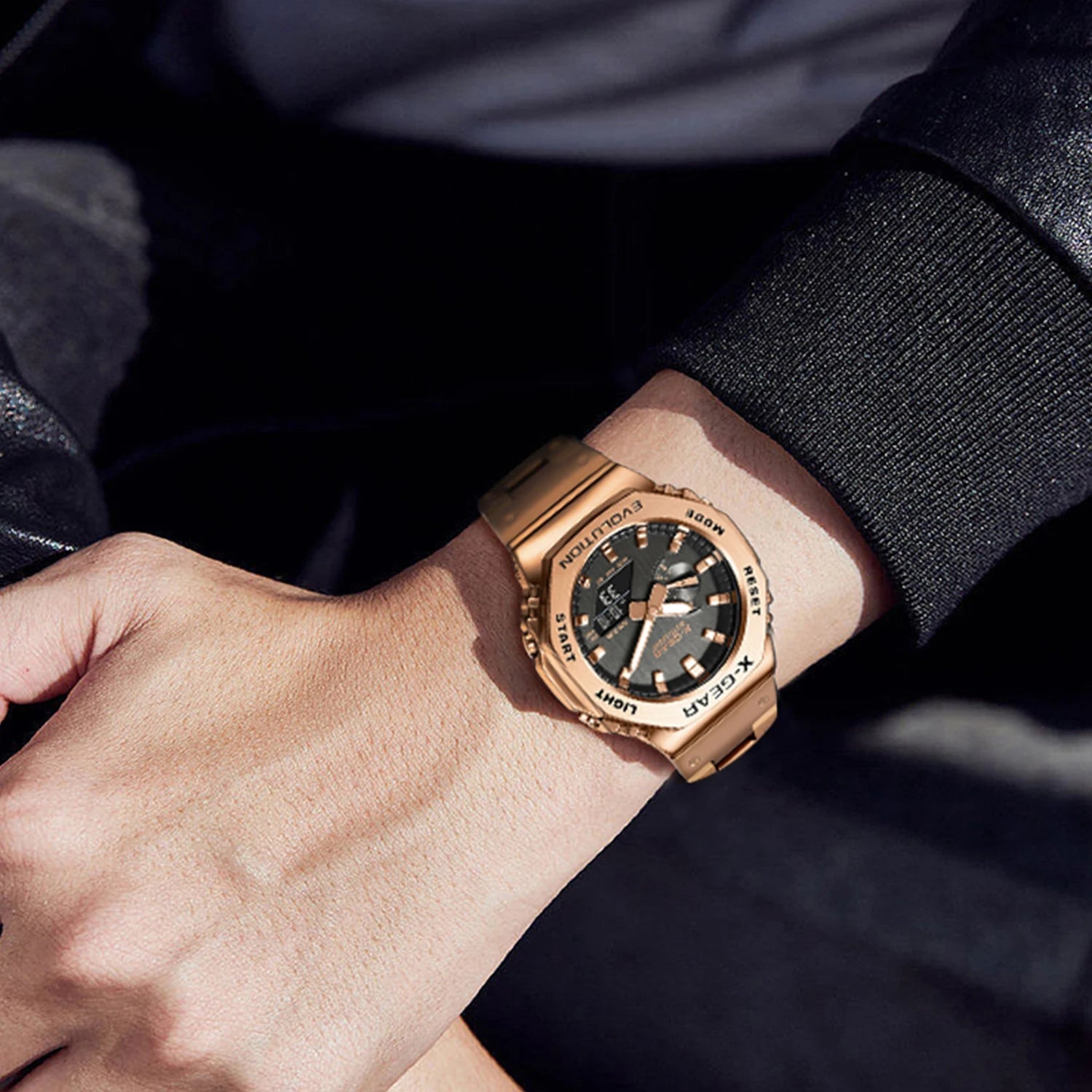 Unisex Dual Display Full Function LED Alloy Big Steel Strap Electronic Digital Sports Watch - BritShade