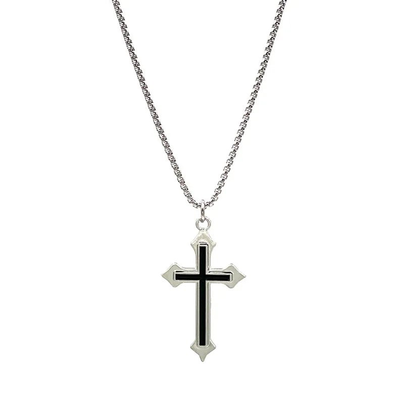 Vintage Gothic Hollow Cross Pendant Necklace – Silver Street Style Jewelry - BritShade