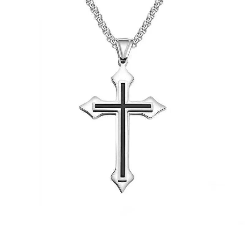 Vintage Gothic Hollow Cross Pendant Necklace – Silver Street Style Jewelry - BritShade