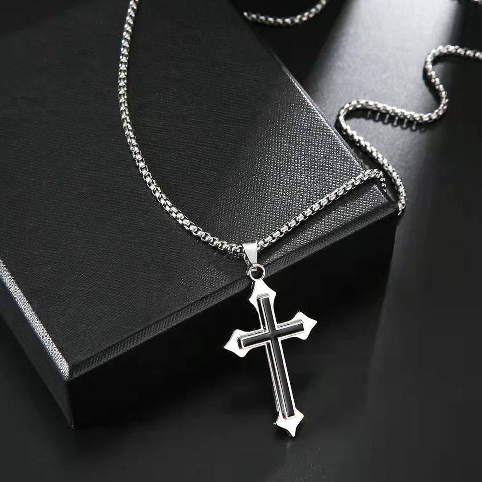 Vintage Gothic Hollow Cross Pendant Necklace – Silver Street Style Jewelry - BritShade