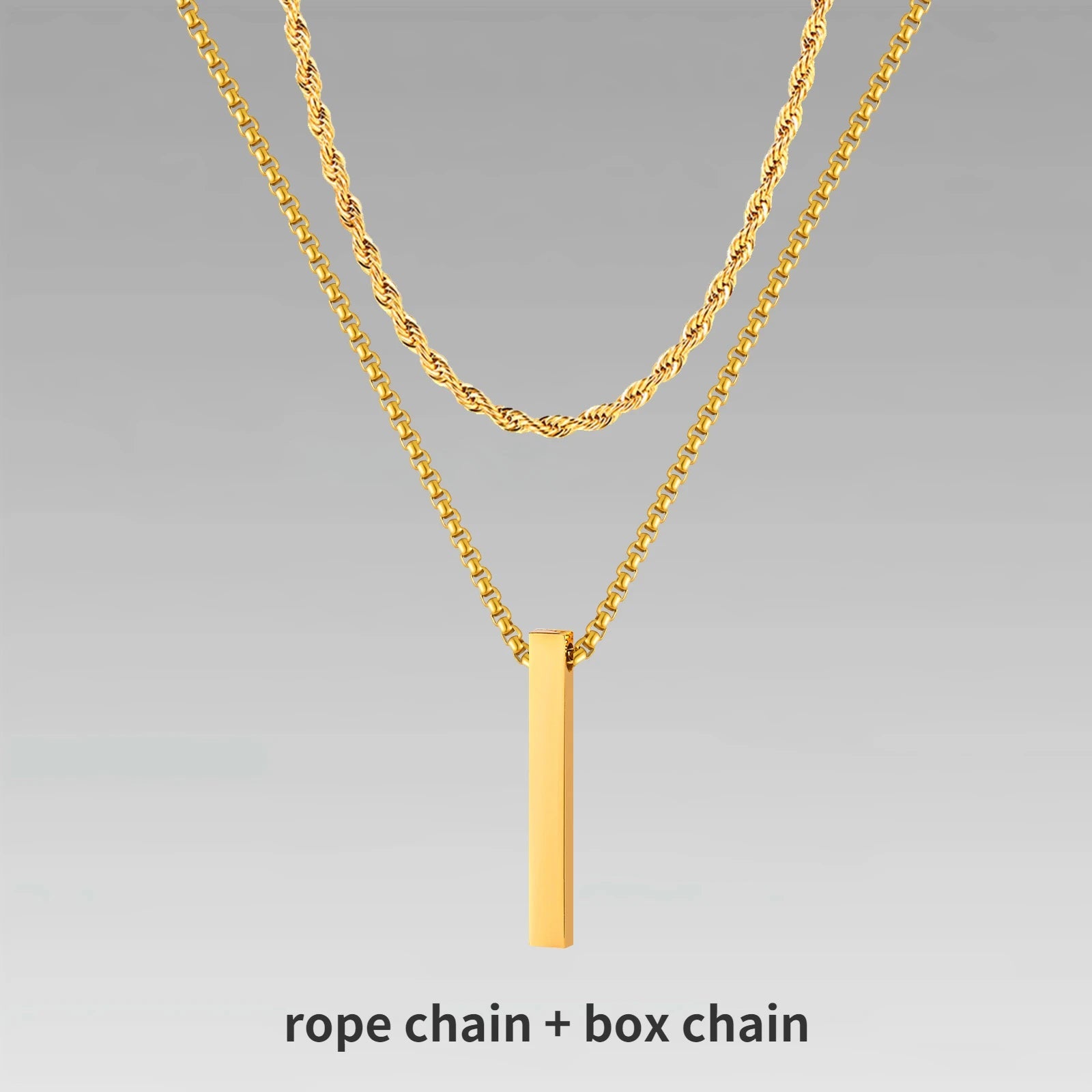 Vnox 3D Vertical Bar Necklace – Geometric Layered Stainless Steel Chain for Men - BritShade