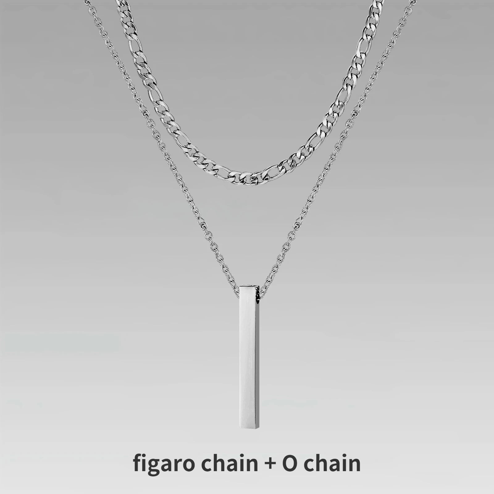 Vnox 3D Vertical Bar Necklace – Geometric Layered Stainless Steel Chain for Men - BritShade