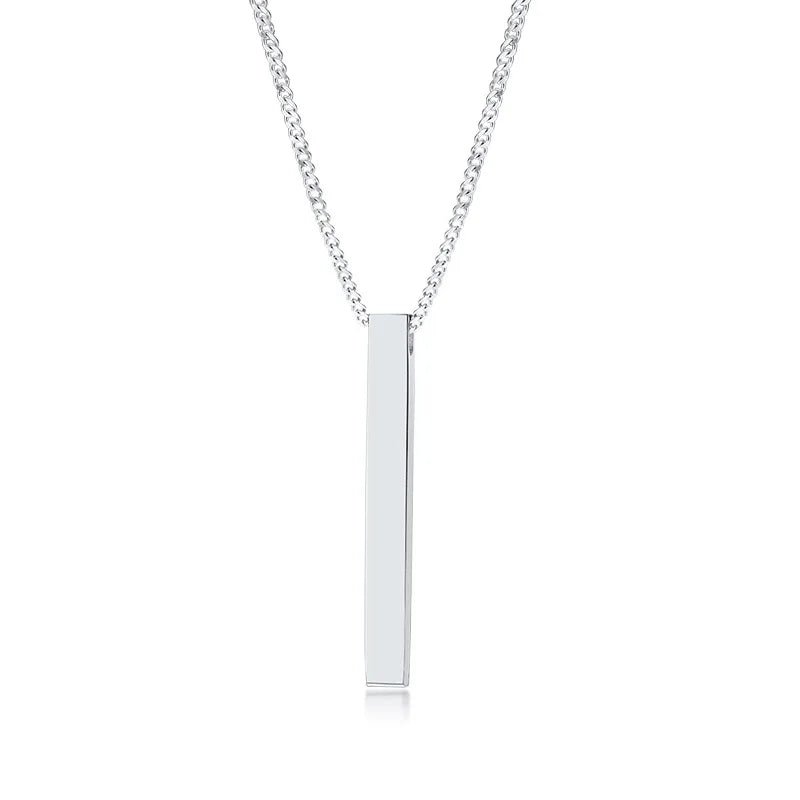 Vnox 3D Vertical Bar Necklace – Geometric Layered Stainless Steel Chain for Men - BritShade