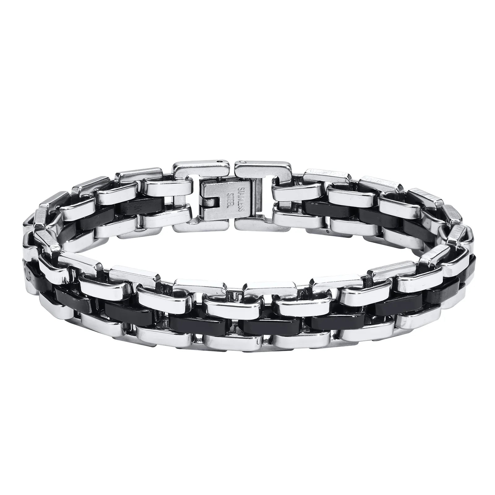 Vnox Stylish Strap Chain Bracelet – Masculino, 10.7mm Wide Stainless Steel - BritShade
