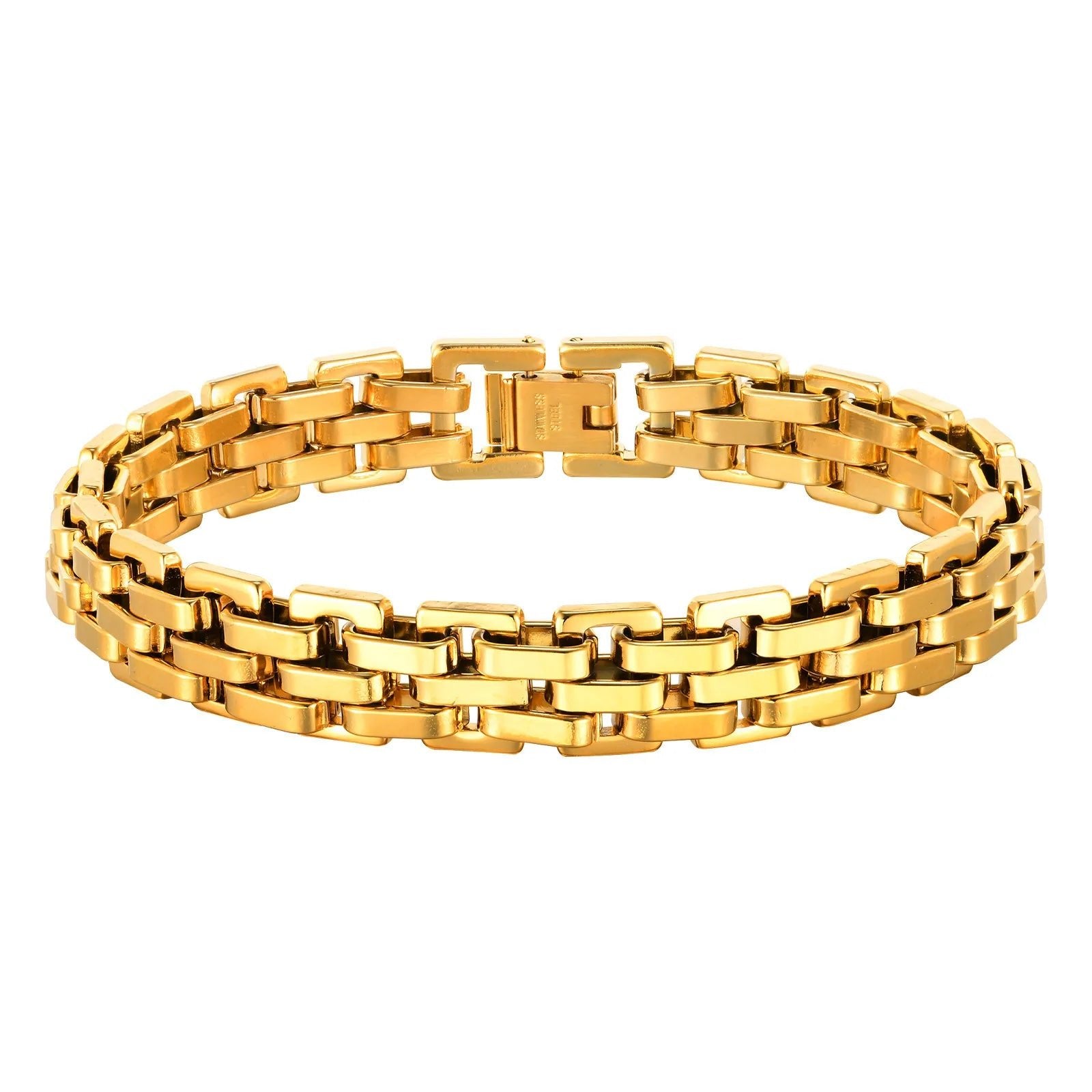 Vnox Stylish Strap Chain Bracelet – Masculino, 10.7mm Wide Stainless Steel - BritShade